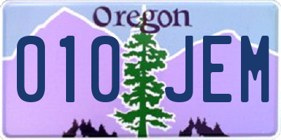 OR license plate 010JEM