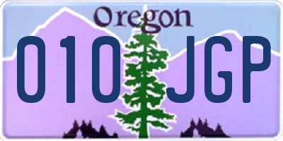 OR license plate 010JGP