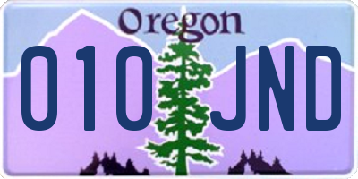 OR license plate 010JND