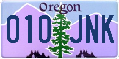 OR license plate 010JNK