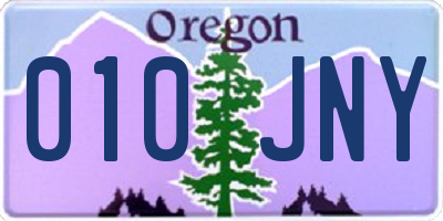 OR license plate 010JNY