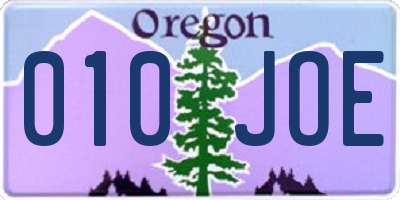 OR license plate 010JOE