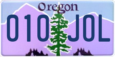 OR license plate 010JOL
