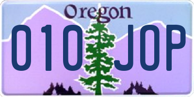 OR license plate 010JOP
