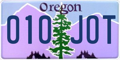 OR license plate 010JOT