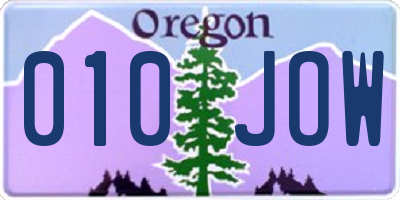 OR license plate 010JOW
