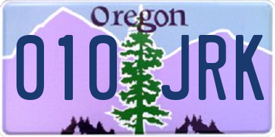 OR license plate 010JRK