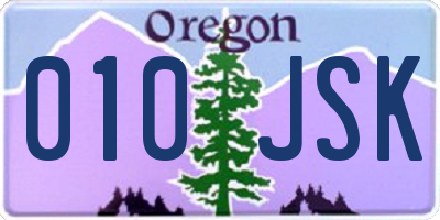 OR license plate 010JSK