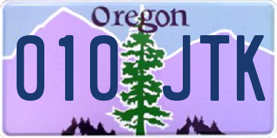OR license plate 010JTK
