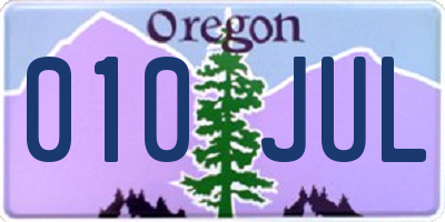 OR license plate 010JUL