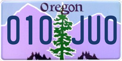 OR license plate 010JUO