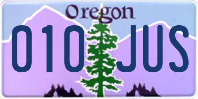 OR license plate 010JUS