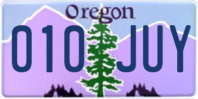 OR license plate 010JUY