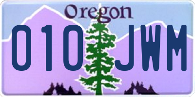 OR license plate 010JWM