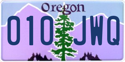 OR license plate 010JWQ