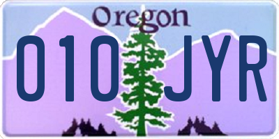 OR license plate 010JYR