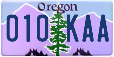 OR license plate 010KAA