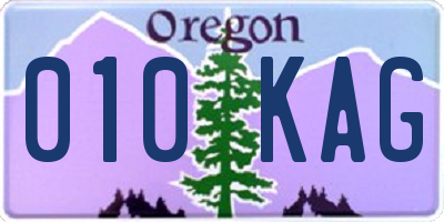 OR license plate 010KAG