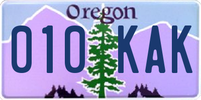 OR license plate 010KAK