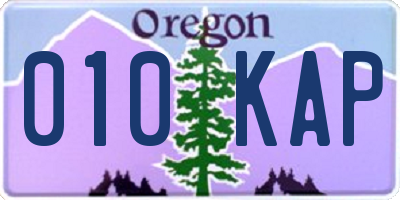 OR license plate 010KAP