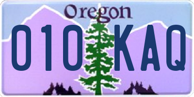 OR license plate 010KAQ