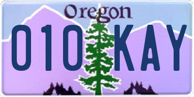 OR license plate 010KAY