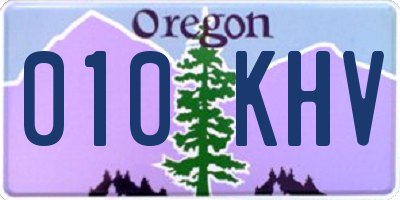 OR license plate 010KHV