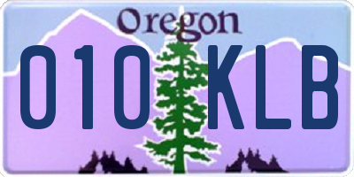 OR license plate 010KLB
