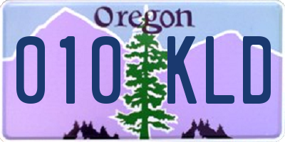 OR license plate 010KLD