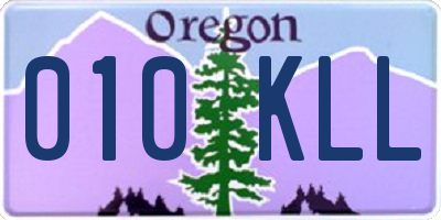 OR license plate 010KLL