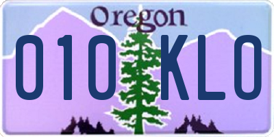 OR license plate 010KLO
