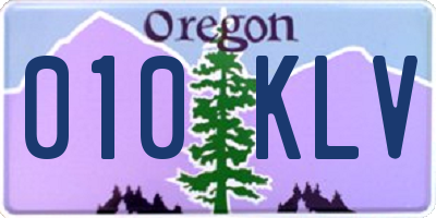 OR license plate 010KLV