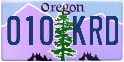 OR license plate 010KRD