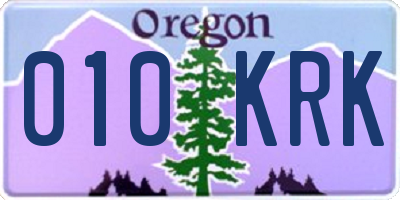 OR license plate 010KRK