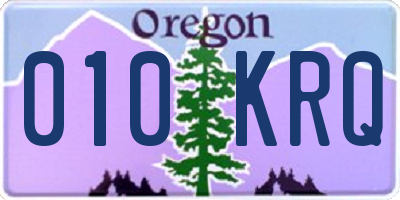 OR license plate 010KRQ