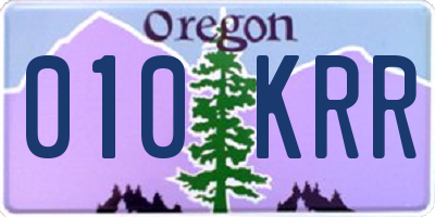 OR license plate 010KRR