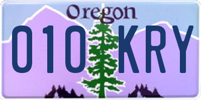 OR license plate 010KRY