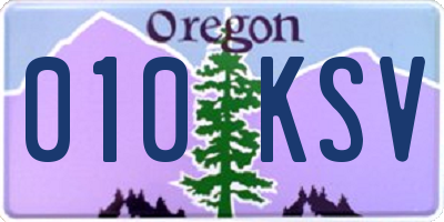 OR license plate 010KSV