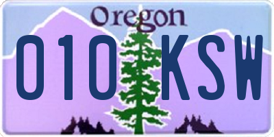 OR license plate 010KSW