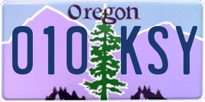 OR license plate 010KSY