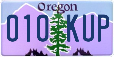 OR license plate 010KUP