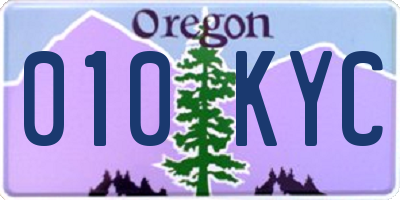 OR license plate 010KYC