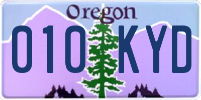 OR license plate 010KYD