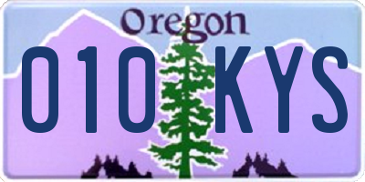 OR license plate 010KYS