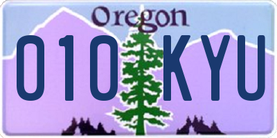 OR license plate 010KYU