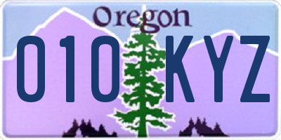 OR license plate 010KYZ