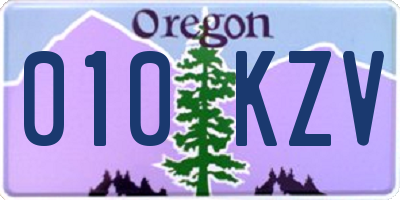 OR license plate 010KZV