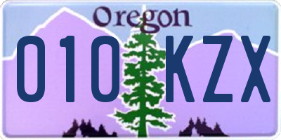 OR license plate 010KZX