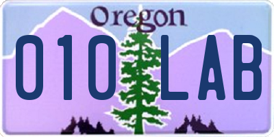 OR license plate 010LAB
