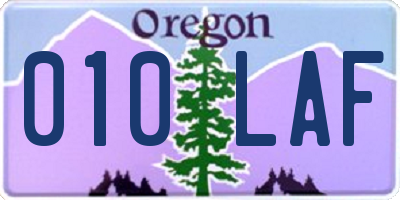 OR license plate 010LAF